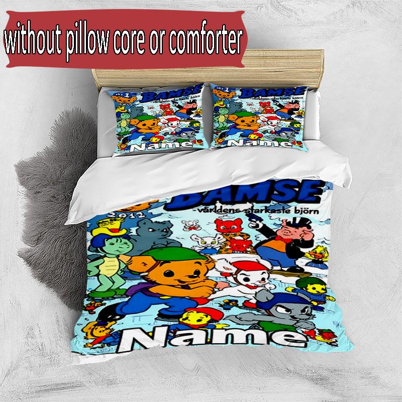 3pcs Duvet Cover Set (1*Duvet Cover + 2*Pillowcase, Without Core), Custom Name Bamse Pattern Bedding Set, Home Bedroom Decor Gift