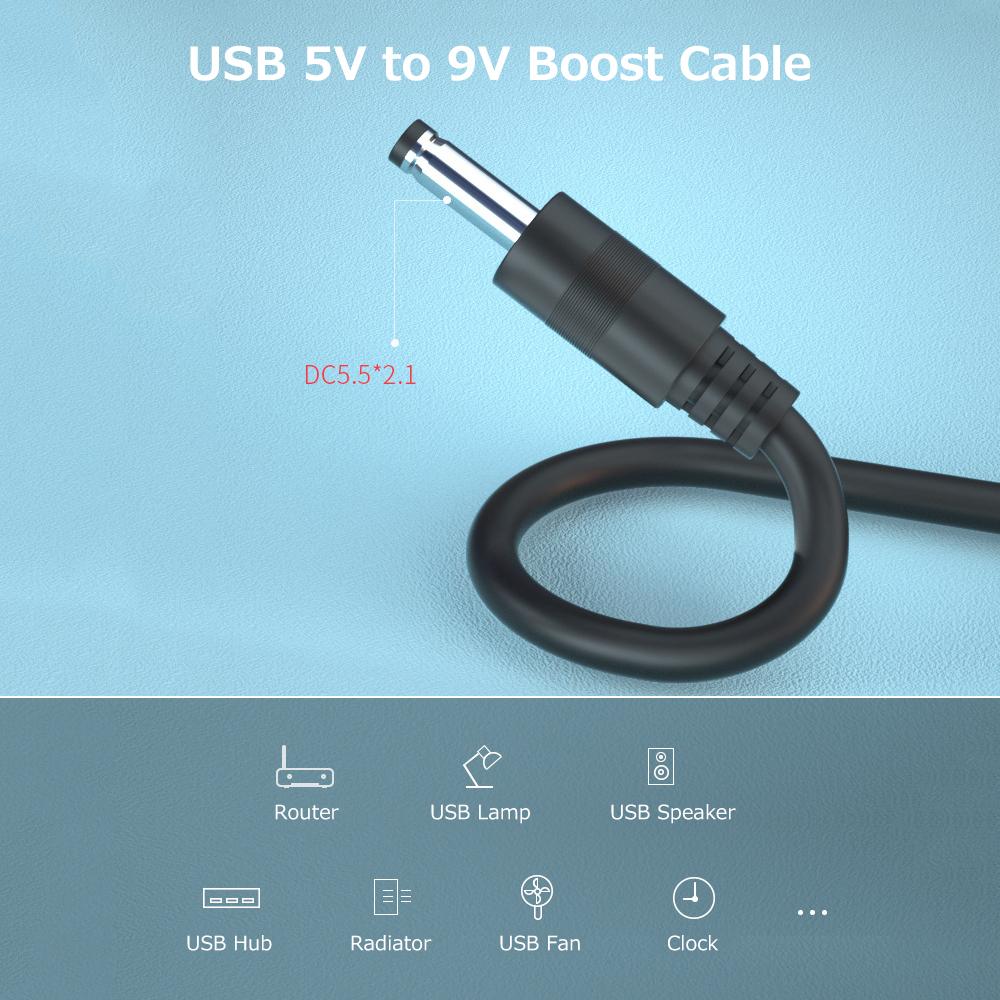 USB-кабель-усилитель 5 В на 9 В Адаптер питания USB Кабель USB на Преобразователь Кабель 5,5*2,1 Порт питания Широкая совместимость