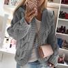 2023 Fall/Winter Cable Knit Cardigan: Chunky European & American Style Solid Sweater for Women