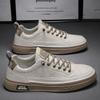 New Men's Genuine Leather Lace-Up Skate Sneakers Low-Cut Versatile Casual Sports Work Everyday Outdoor Comfortable Walking Shoes