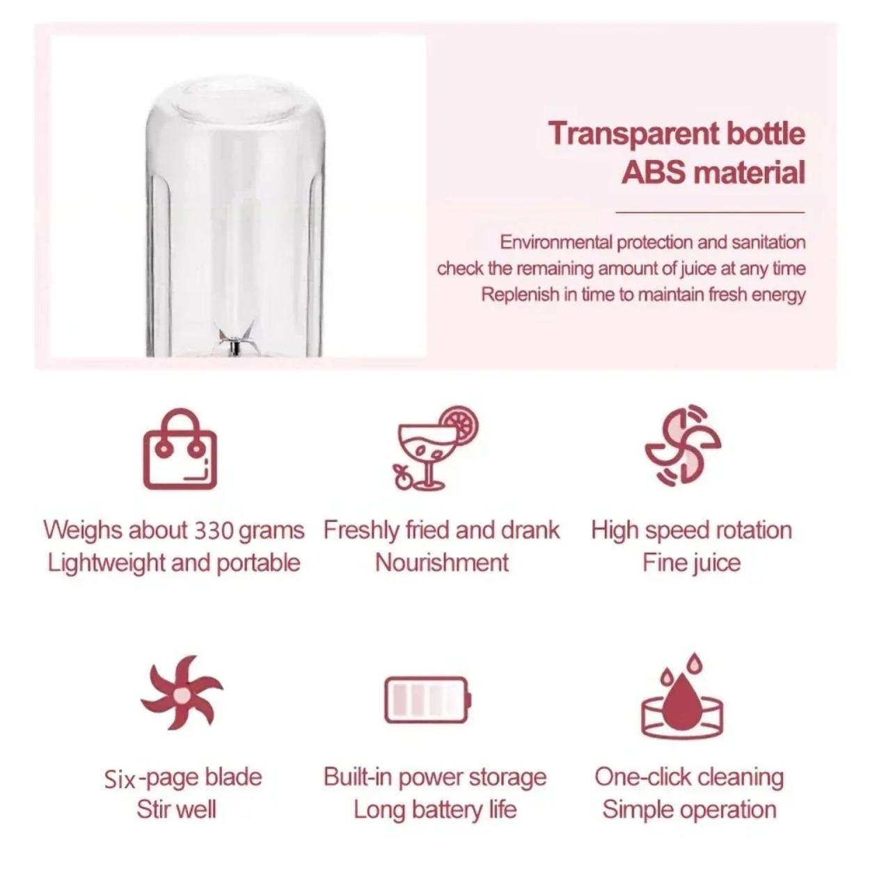 500 мл портативный блендер 6 лезвий USB перезаряжаемый миксер для свежего фруктового сока — фото 5