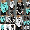 Elegant Women Irregular Floral Blouse Tee With Asymmetric Hem And Round Neck