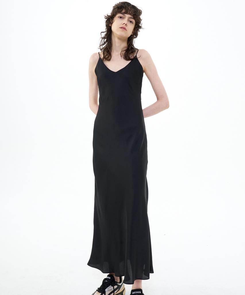 Bikwaieos Maxi Satin Slip Dress_Black