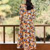 Elegant Women's Summer Dress Plus Size Half Sleeve Vintage Print Long Dresses Female Summer Clothes