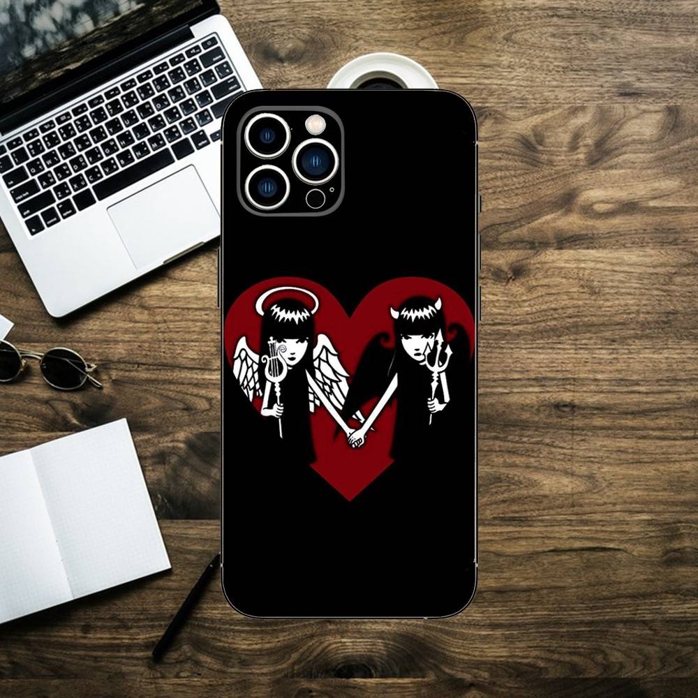 E-Emily The Strange Phone Case For iPhone 16,15,14,13,12,11,XS,XR,X,8,7,Pro,Max,Plus,mini Silicone Black Cover