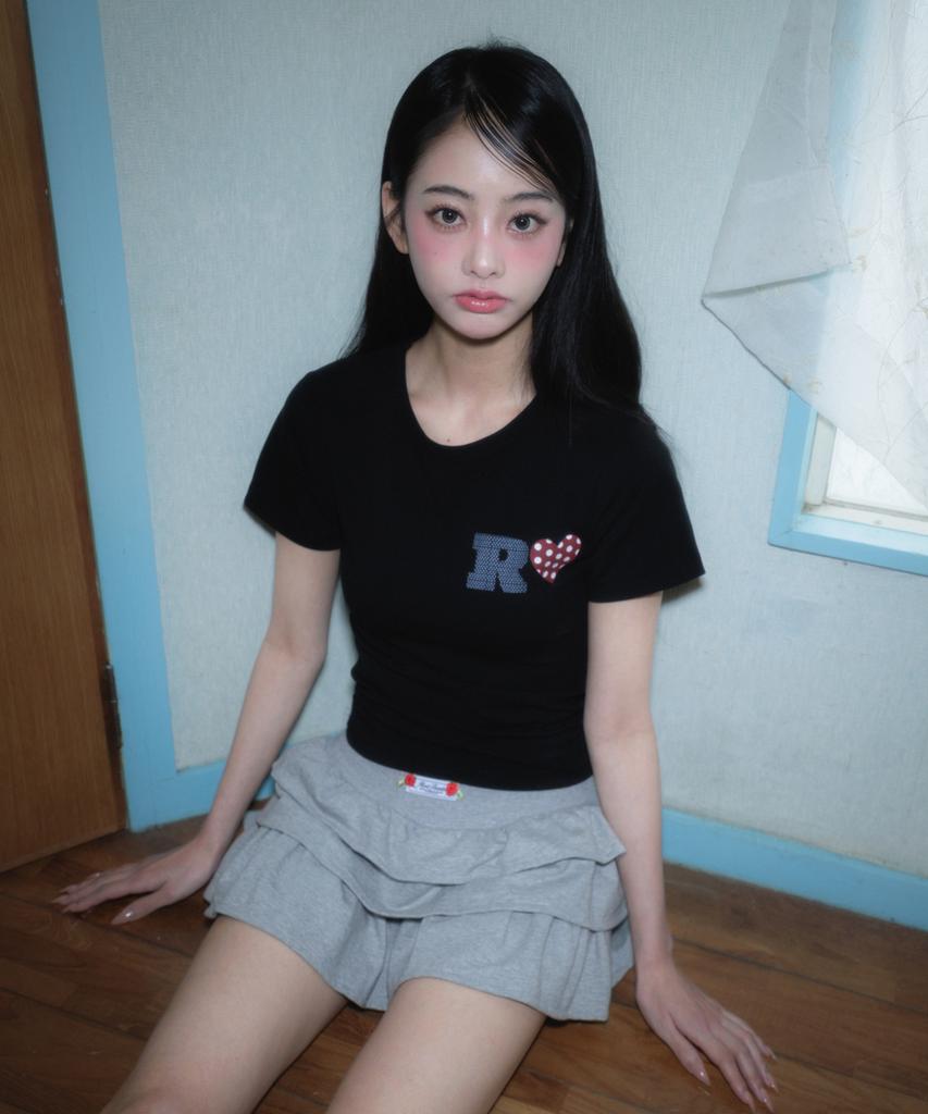 ROSEFRANTZ Dot Heart Cotton T-Shirt [Black]