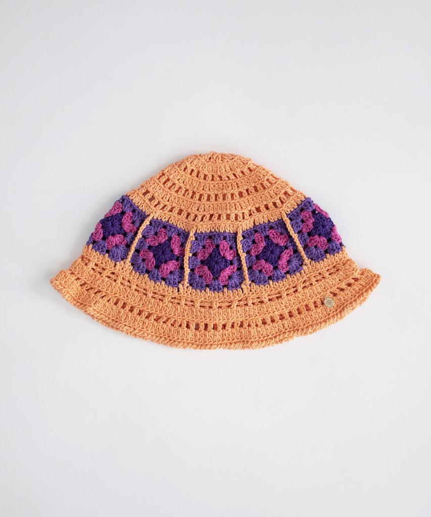 Melimotibeu Flower Doily Crochet Hand Knitted Hat (Orange)