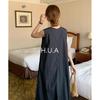 [H.U.A] ladies one piece maxi dress long dress maxi dress large size Yuttari dress a line body shape cover resort spring summer black