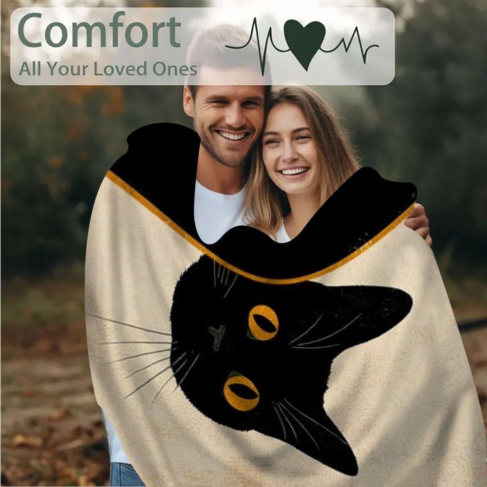1pc 60x80 Inch Cozy Cat Blanket - Minimalist Black Cat Peeking Design, Soft Lightweight Fabric for All-Season Use, Perfect for