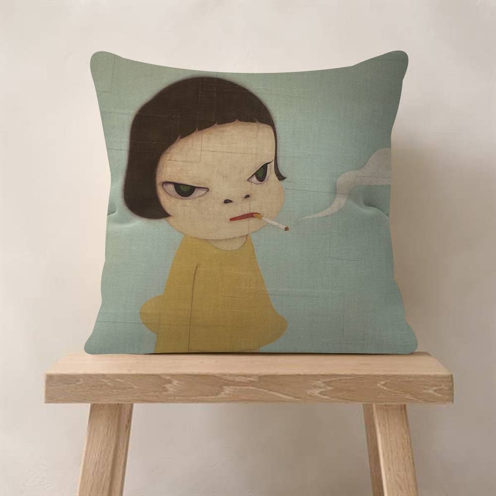 Art YYoshitomos cool Nara  Pillow Gifts Home Office Furnishings Bedroom Sofa Car Cushion Cover case 45x45cm
