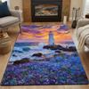 Lighthouse Sunset Over Waves Patterned carpet, non slip mat suitable for living room and bedroom sofas