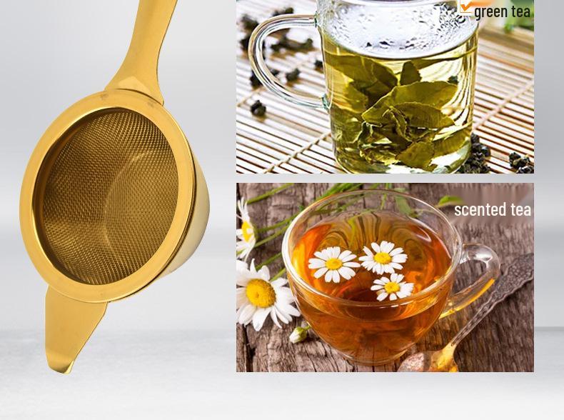 304 Stainless Steel Long Handle Tea Infuser with Double Ear Mesh Strainer Basket