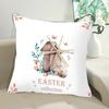 Throw Pillow Case Rabbits Colorful Eggs Carrots Home Decoration Polyester Peach Skin Easter Party Pillow Cover for Indoor