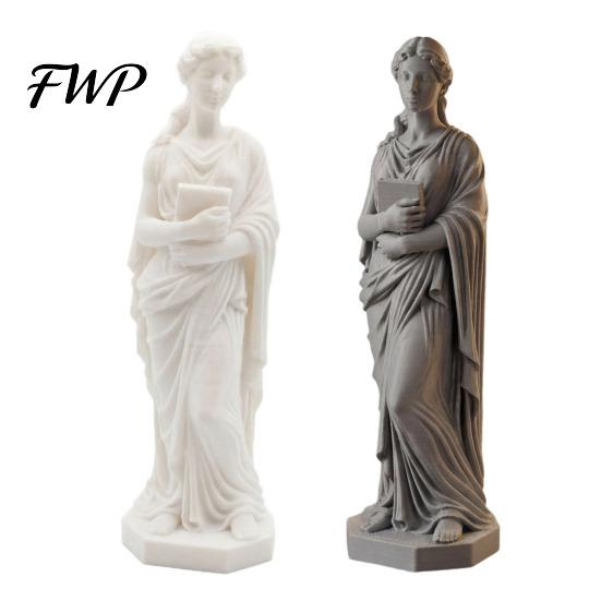 Bedroom Decorative Statue 3D Printed Goddess Figurine Greek Mythology Holding Book Imitation Stone Sculpture for Living Room Home Desk Shelf Decor