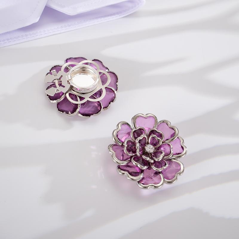 Rhinestone Flower Button Covers Scratch Resistant Shiny Button Buckles for High End Outfit Dress Jacket Decor Accessories