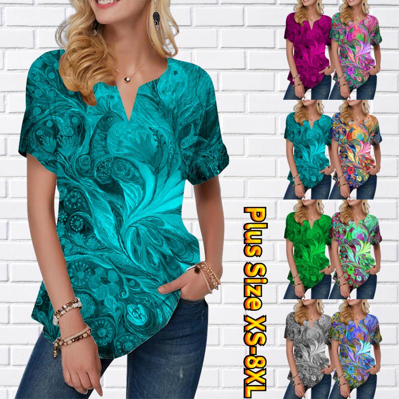 

Женская летняя футболка с принтом павлина, футболки с короткими рукавами, повседневные топы, маленький v-образный вырез с короткими рукавами