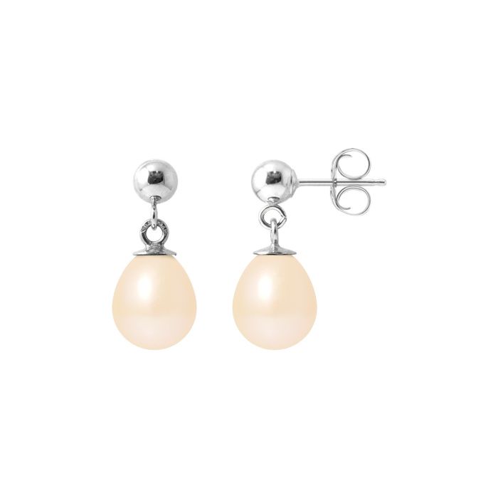 Earrings - Pearls & Colors - Comet - Freshwater Cultured Pearls 7-8 Mm - White Gold 375/1000 - Woman