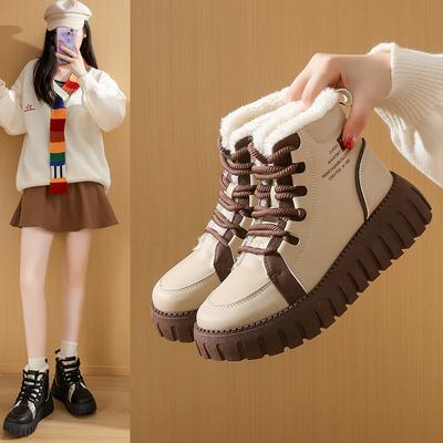 Ins Tide Velvet Martin Boots Women's 2025 Winter New Leisure Thick-soled Heightening Student Thermal Locomotive Boots WS821