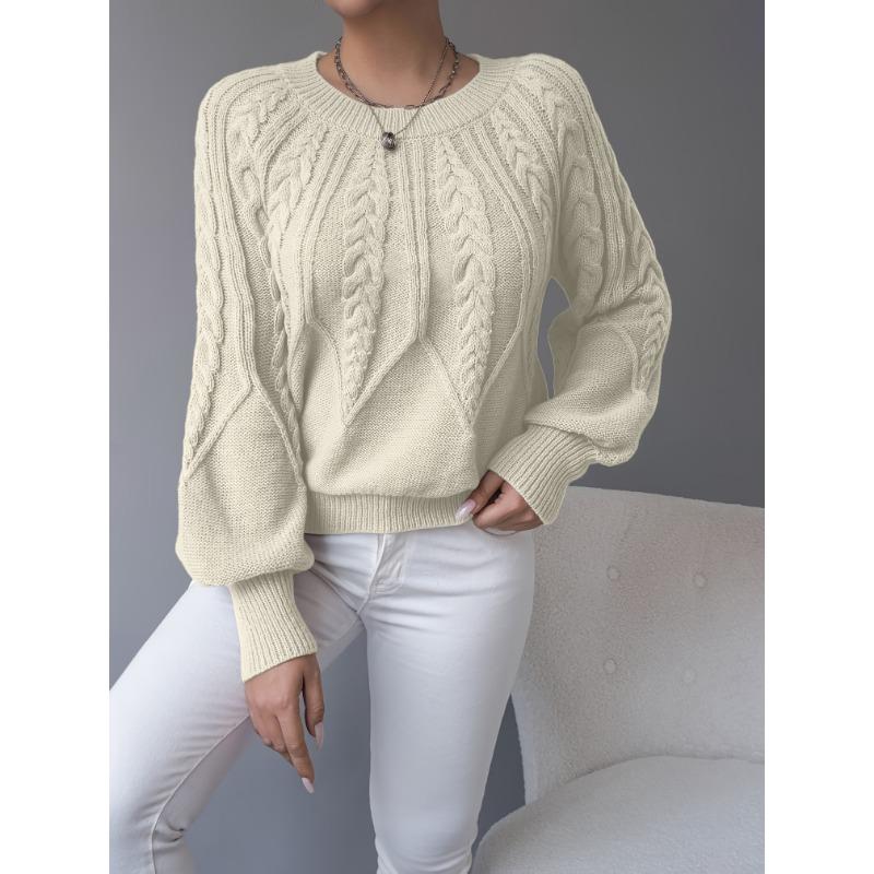 Women'S Chunky Sweater - Beige/Neutral-Toned Sweater for Fall/Winter, Cozy Sweater for Everyday & Formal Outfits, Women'S Sweater Clothing