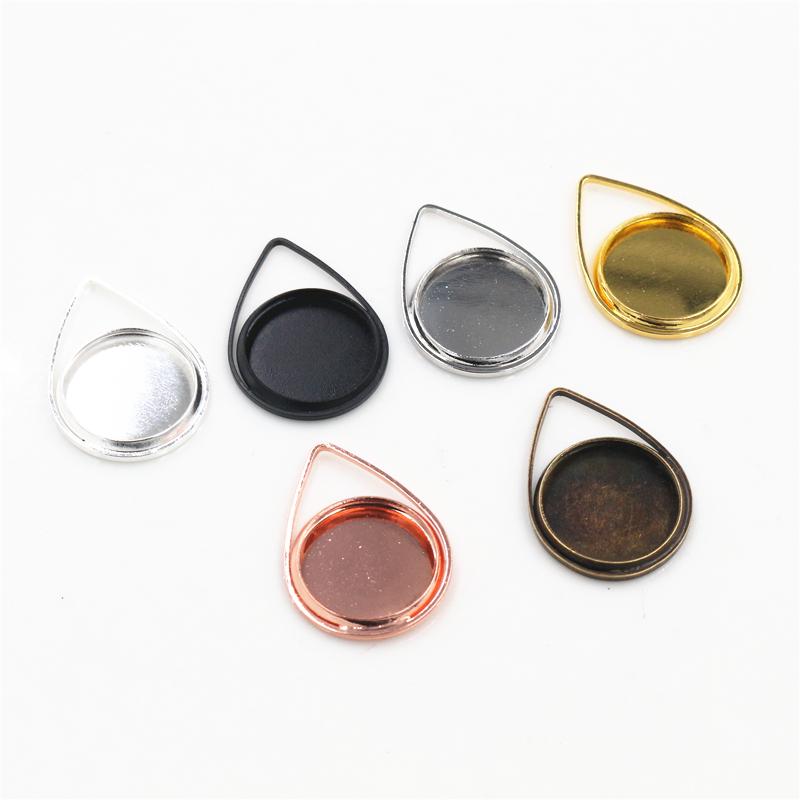 20pcs 12mm Inner Size Simple Pendant Cabochon Cameo Blank Base Setting Bezel Tray Charm for Earrings Bracelet Necklace Findings 