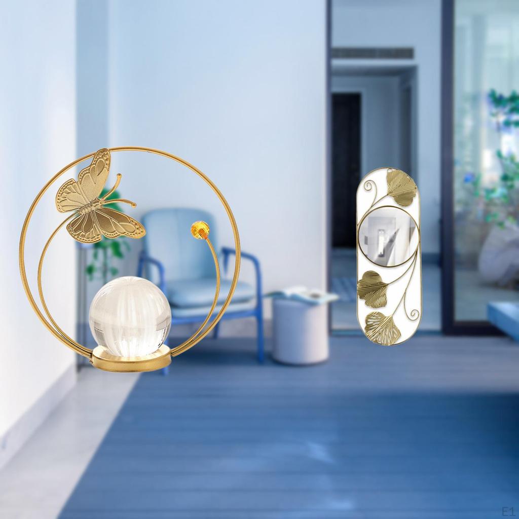 Crystal Ball Sculpture Metal Figurine Desk Indoor Ornament Statue for Living Room Corridor Cabinet