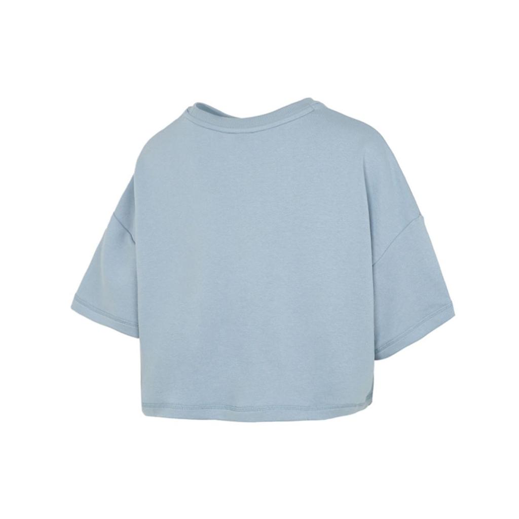 Puma Embroidered Logo Print Solid Color Loose Fit Sports Short Casual Fashion Simple Round Neck Short Sleeve T-Shirt Women Tops Blue 533212-61