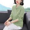 Women's Spring Casual Linen Top Collared Long Sleeve Button Up Shirt