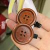 1/2pcs Fashion Retro Wooden Button Hair Clip Mini Styling Brown Hairpin Barrette Sweet Korean Style Headdress for Women Girls
