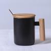 Nordische Keramiktasse mit Holzgriff - Ideal für das Büro, für Kaffee oder als Geschenk