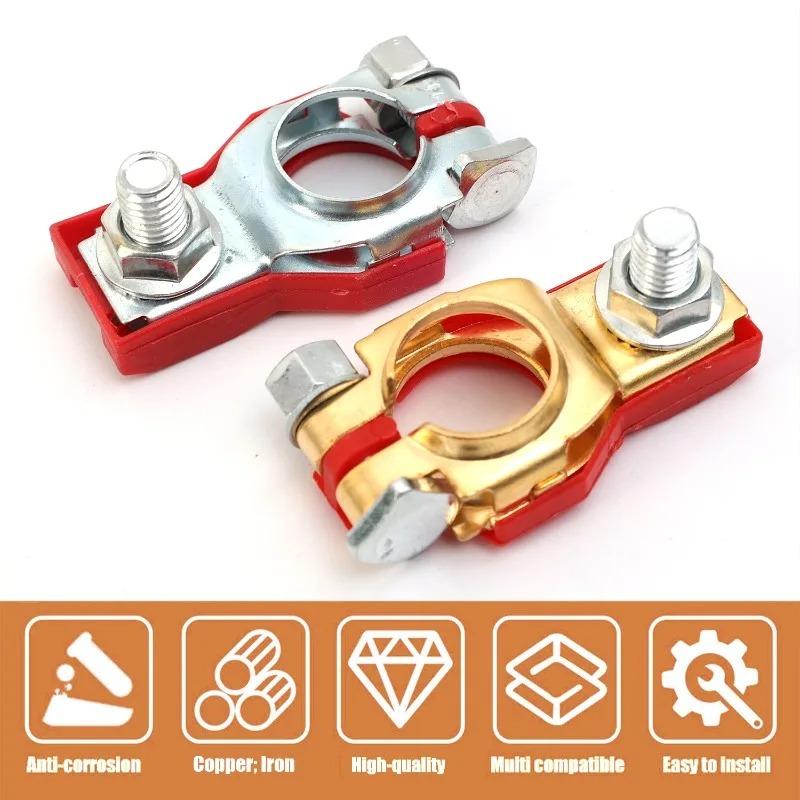 Car Top Post Battery Terminals Wire Cable Clamp Terminal Connectors Car Battery Accessories 1 Pair 12V 24V Positive Negative