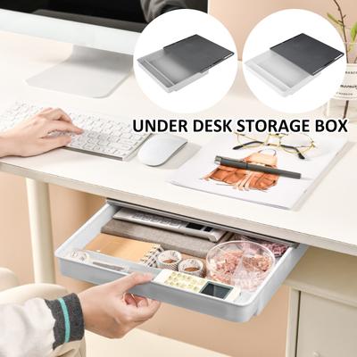 Under Desk Drawer Hidden Self-Adhesive Pencil Tray Under Desk Organizer Storage Box Pen Holder For Stationery Storage Drawer