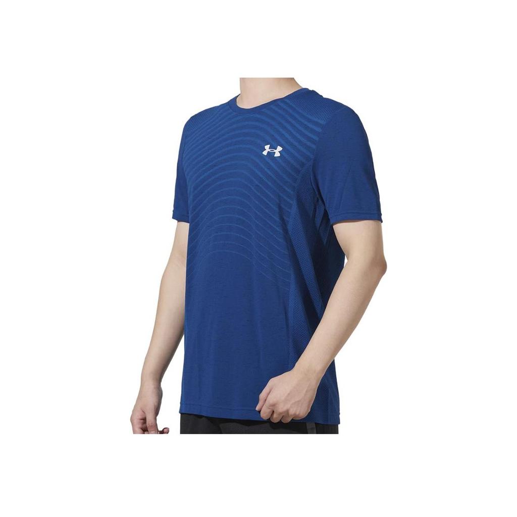 Under Armour Logo Solid Color Sports Running Casual Breathable Straight-Cut Round Neck Short Sleeve T-Shirt Men Tops Blue 1351450-581