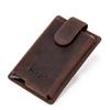 Black Angel FRID Vintage Crazy Horse Leather Automatic Card Holder with Buckle - Genuine Leather Wallet.