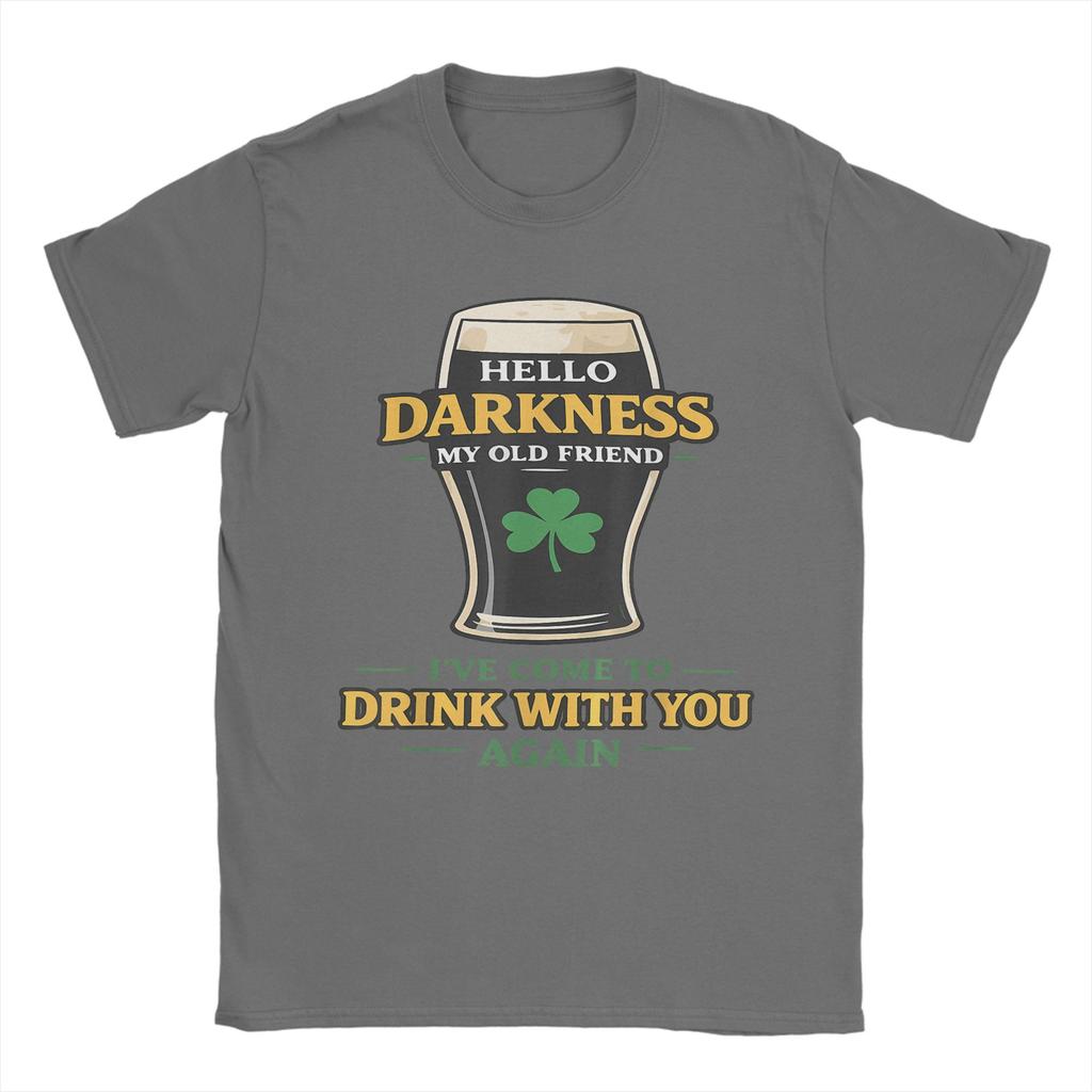 Novelty Hello Darkness My Old Friend Happy St Patricks Day Shamrock TShirt Unisex Round Collar Cotton T Shirts Short Sleeve