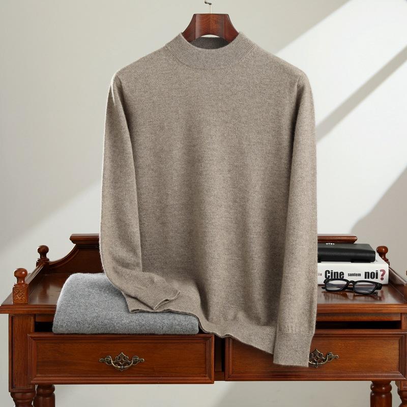New Cashmere Sweater Men's Semi-turtleneck Pure Cashmere Sweater Men's Loose Bottoming Cashmere Knitted Sweater