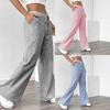 Women's Striped Print High Waist Drawstring Wide Leg Pants Casual Loose Straight Leg Trousers
