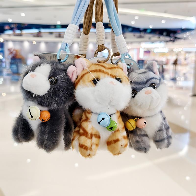 Cute Plush Kitten Keychain Bag Charm Adorable Cartoon Cat Doll Pendant Accessory