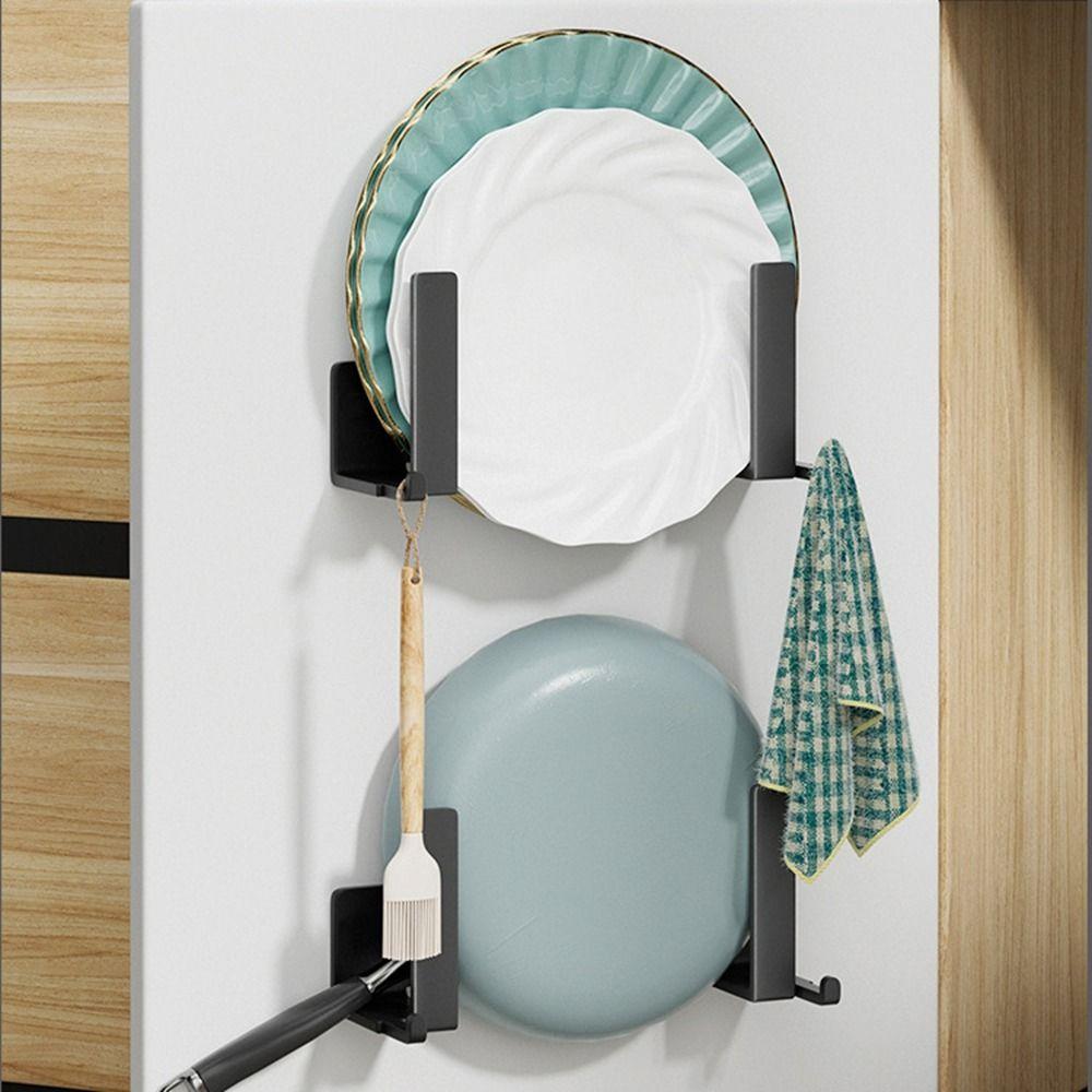 Black Cutting Board Storage Rack Punch-free Pot Lid Storage Holder Durable Pot Lid Rack  for Home