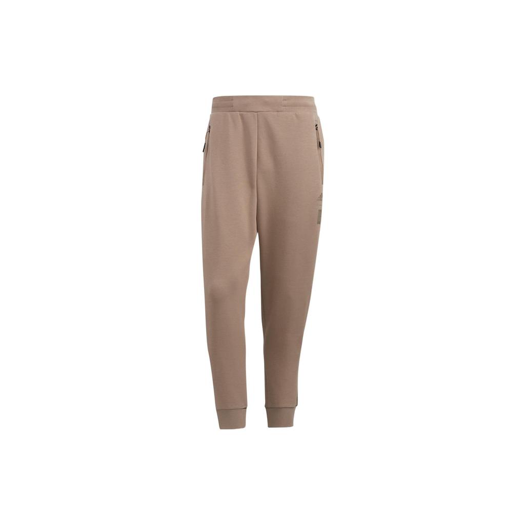 Adidas Knitted Sweatpants Men's Brown Moderate Cuffed Pants HN8965