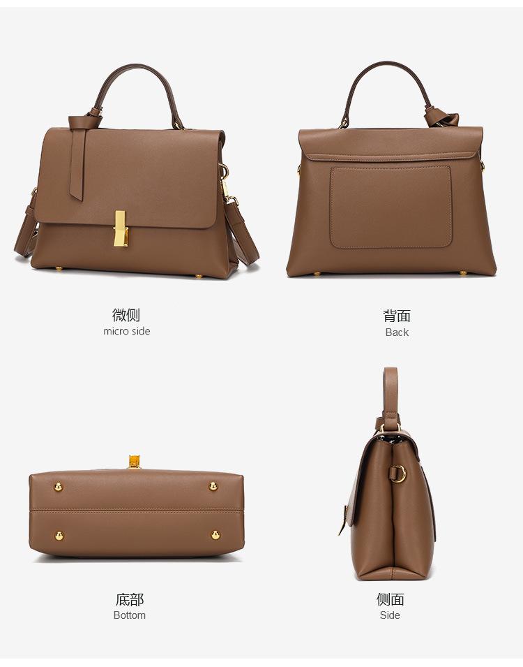 Retro Echtleder Damen Handtasche 2025 neue trendige und einfache Umhängetaschen Ins Stil Schloss Achseltasche Crossbody Tasche