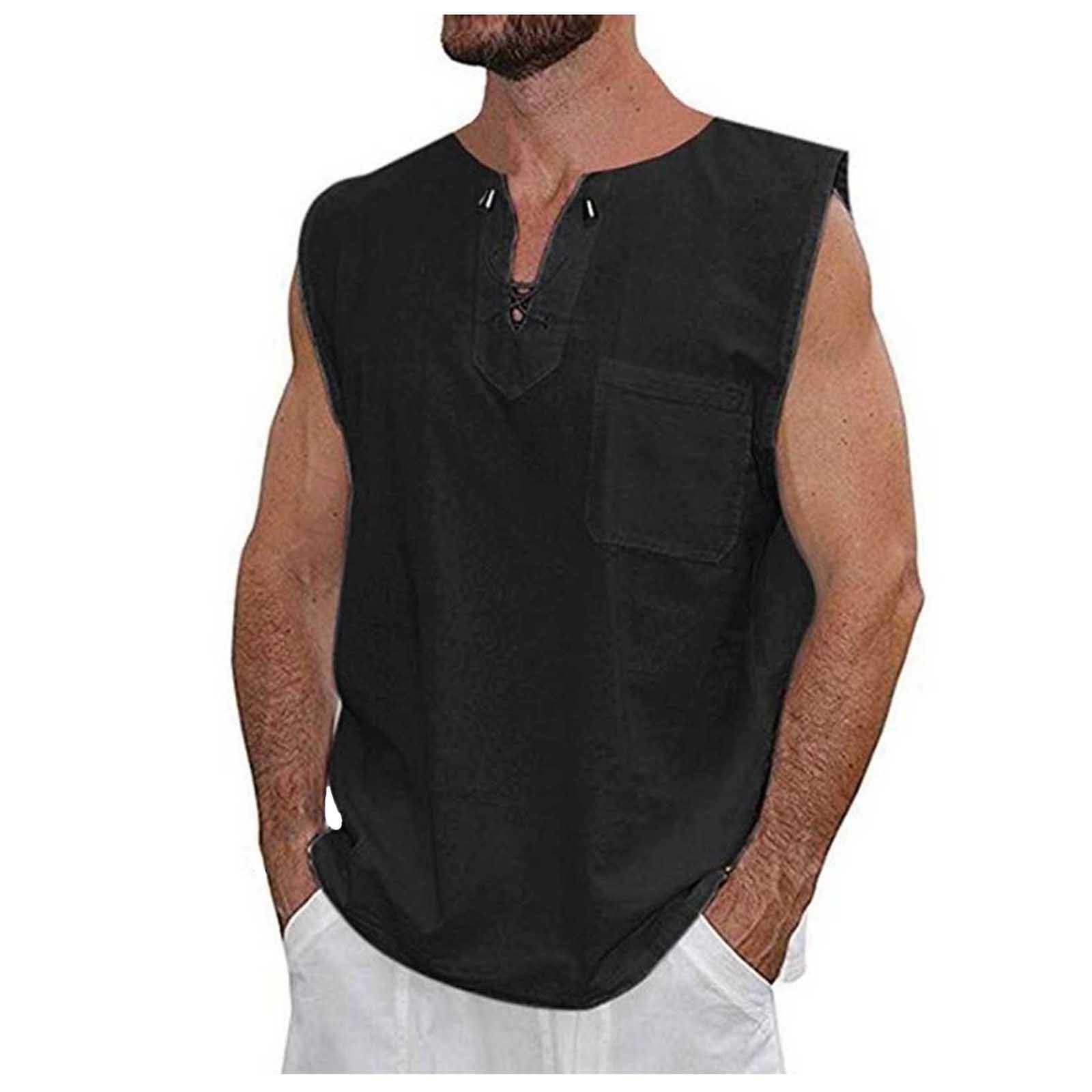 

Мужская мода повседневный коктейльный галстук без рукавов хлопково-льняной жилет рубашка L чёрный