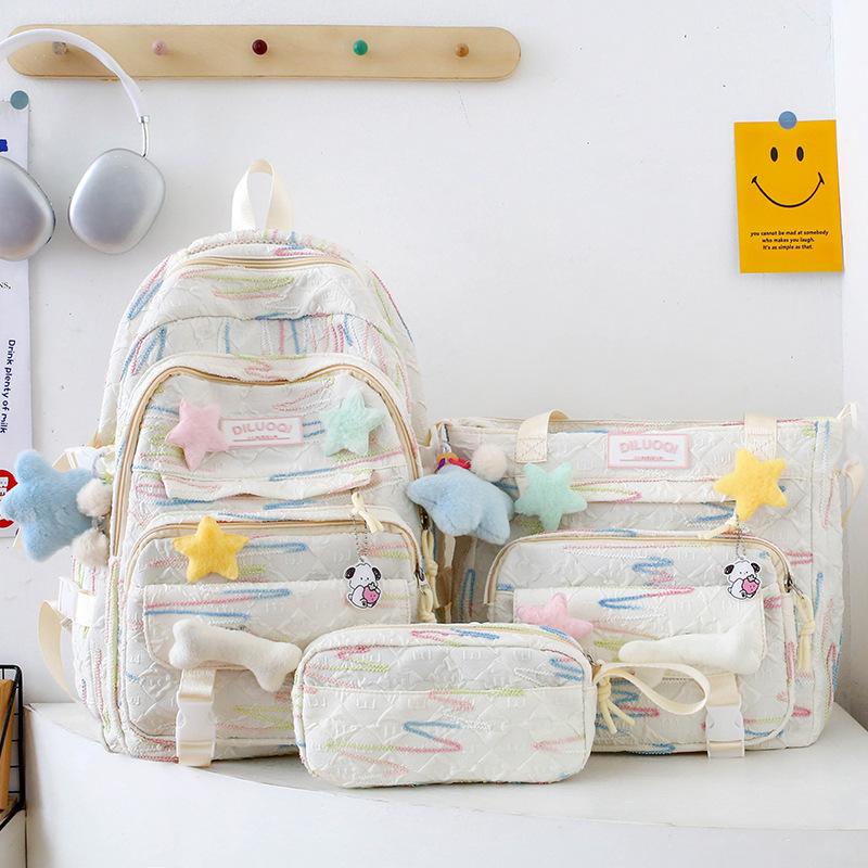 Children's Schoolbags Elementary School Students Junior High School Girls High School Students High Looking Three Piece Backpack