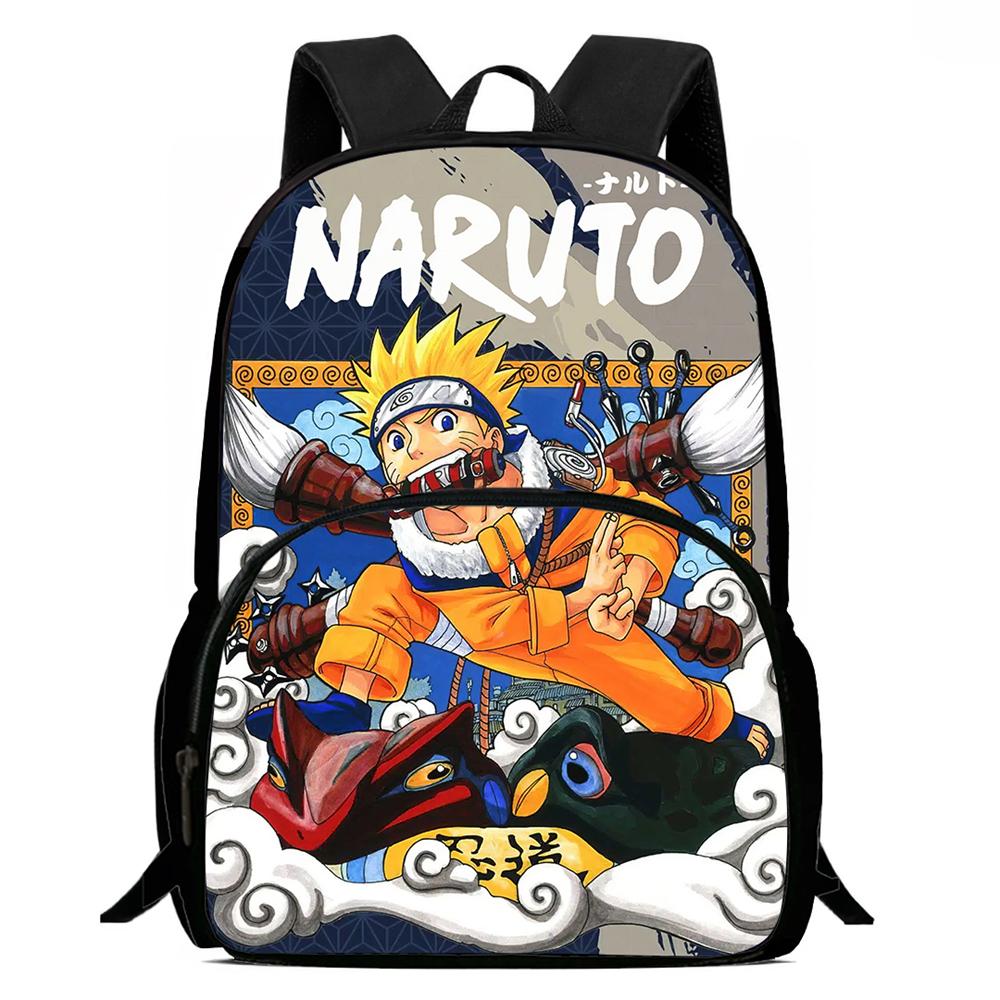 NARUTO Anime Kids Mochila Backpack,With Adjustable Shoulder Strap & Front Pocket,Lightweight & Durable,for Boys & Girls Age 5-10