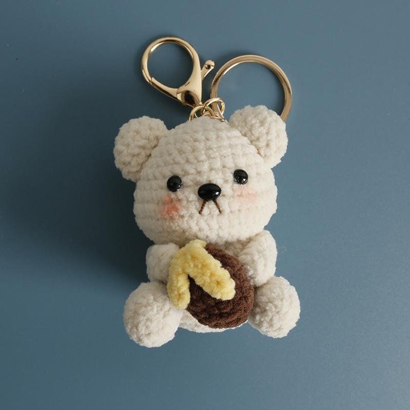 Handmade Crochet Cute Sheep And Bee Cartoon Doll Keychain Pendant