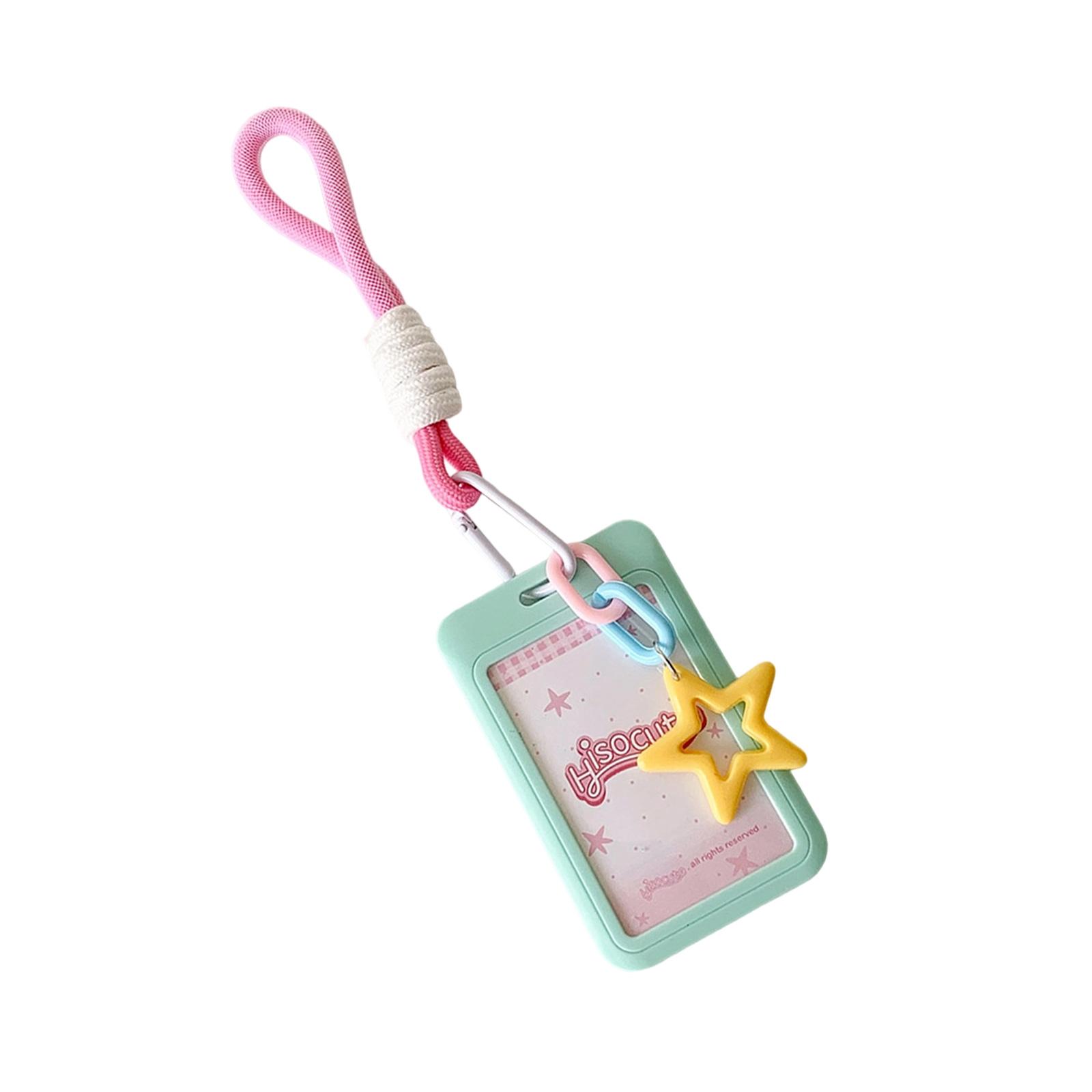 

Photocard Holder Keychain Braided Rope Photocard Holder ID Card Protective Sleeve School Stationery Supplies for Women зелений