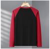 Men's Plus Size Velvet Base Layer Shirt with Color Block Raglan Sleeves – Extra Wide, Loose Fit, Thick Winter Wear, 330 Jin