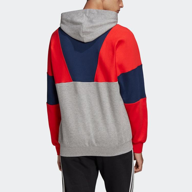 Adidas Originals Trefoil Knitted Hoodie With Color Block Men Tops Grey Red Blue FM2207
