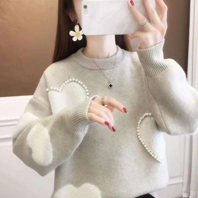 

Natura красный свитер женский новый осенне-зимний модный свободный верхняя одежда ленивый стиль вязаный топ One size абрикосовый