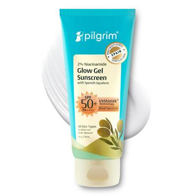 Pilgrim 2% Niacinamide Glow Sunscreen SPF 50 +++ for Face with Squalane, Non-Greasy, Broad Spectrum, 50 Gm