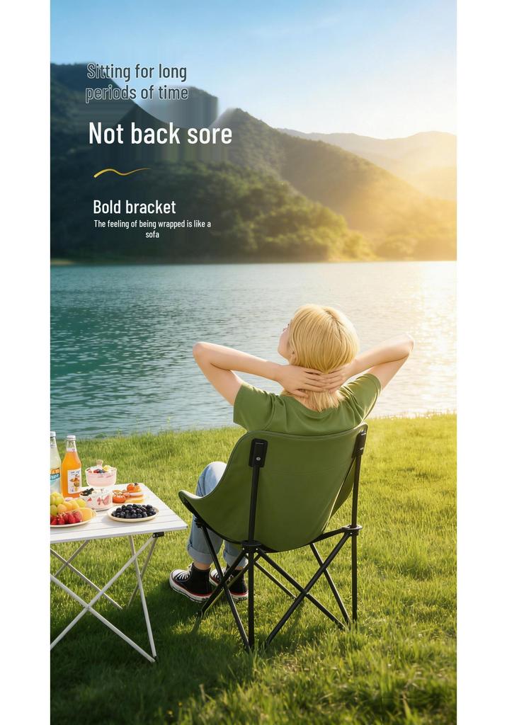 Moon Chair Set: Portable Outdoor Folding Chairs & Fishing Stool (3-Piece)